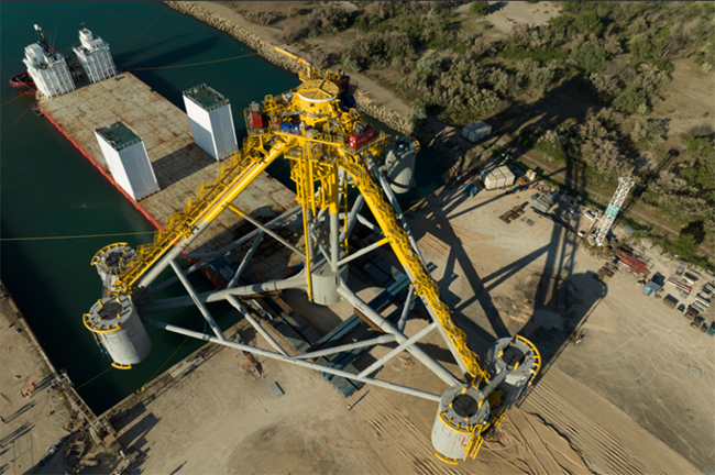 圖說丨全球首個（gè）張（zhāng）力腿漂浮式海上風電基礎下水（shuǐ）