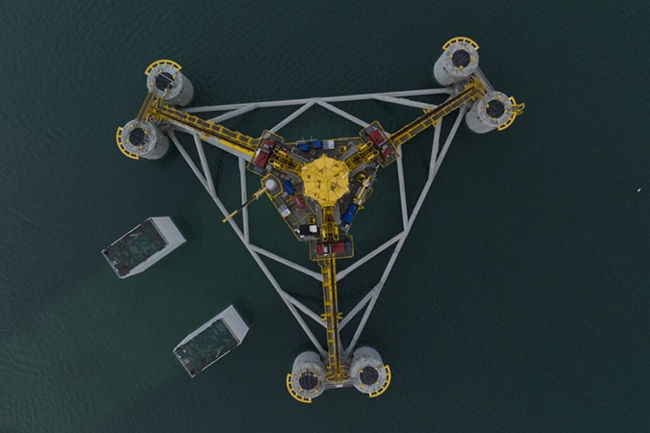 圖說丨全球首個張（zhāng）力腿漂浮式海上（shàng）風電基礎下水