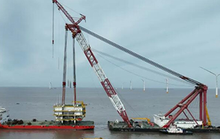 國信大豐海上風電項目升壓站吊裝任務圓（yuán）滿（mǎn）完（wán）成